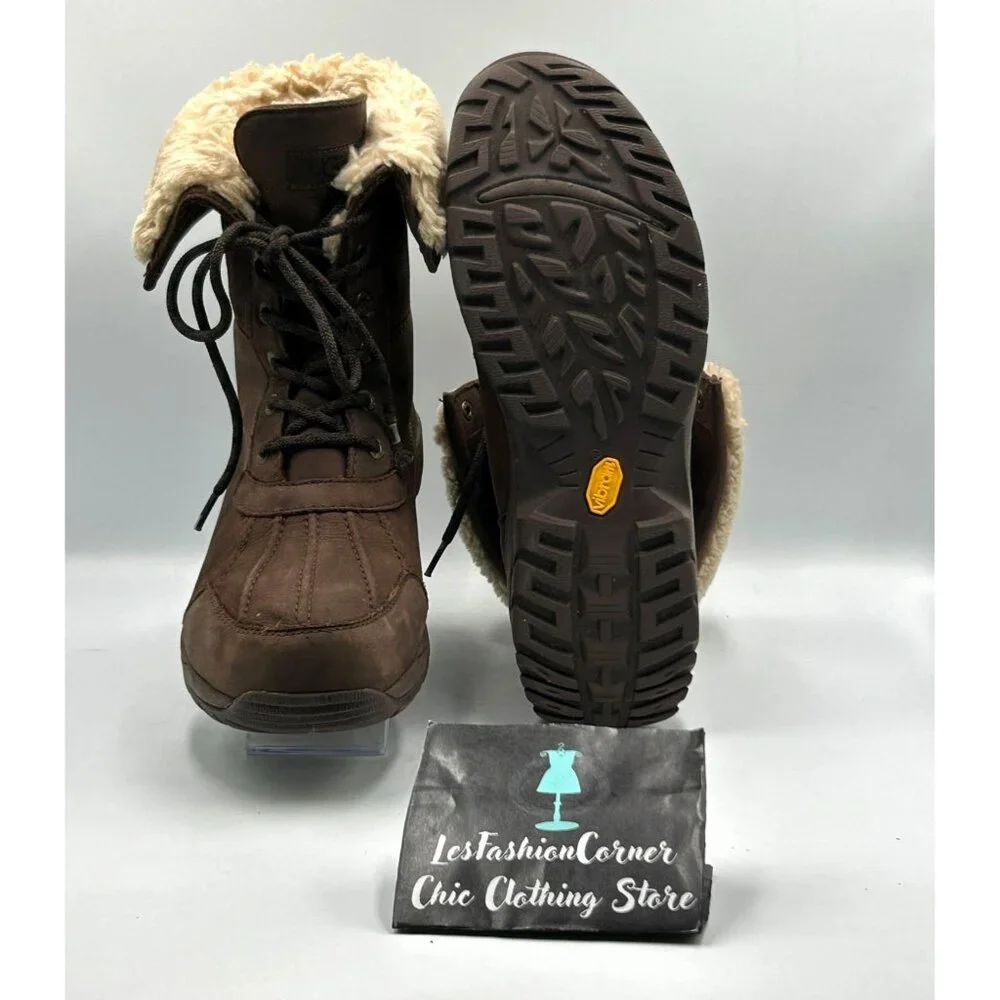 UGG Men's Brown Leather Adirondack lll Distressed Sheepskin Boots Size 10.5 3198 - Picture 3 of 16